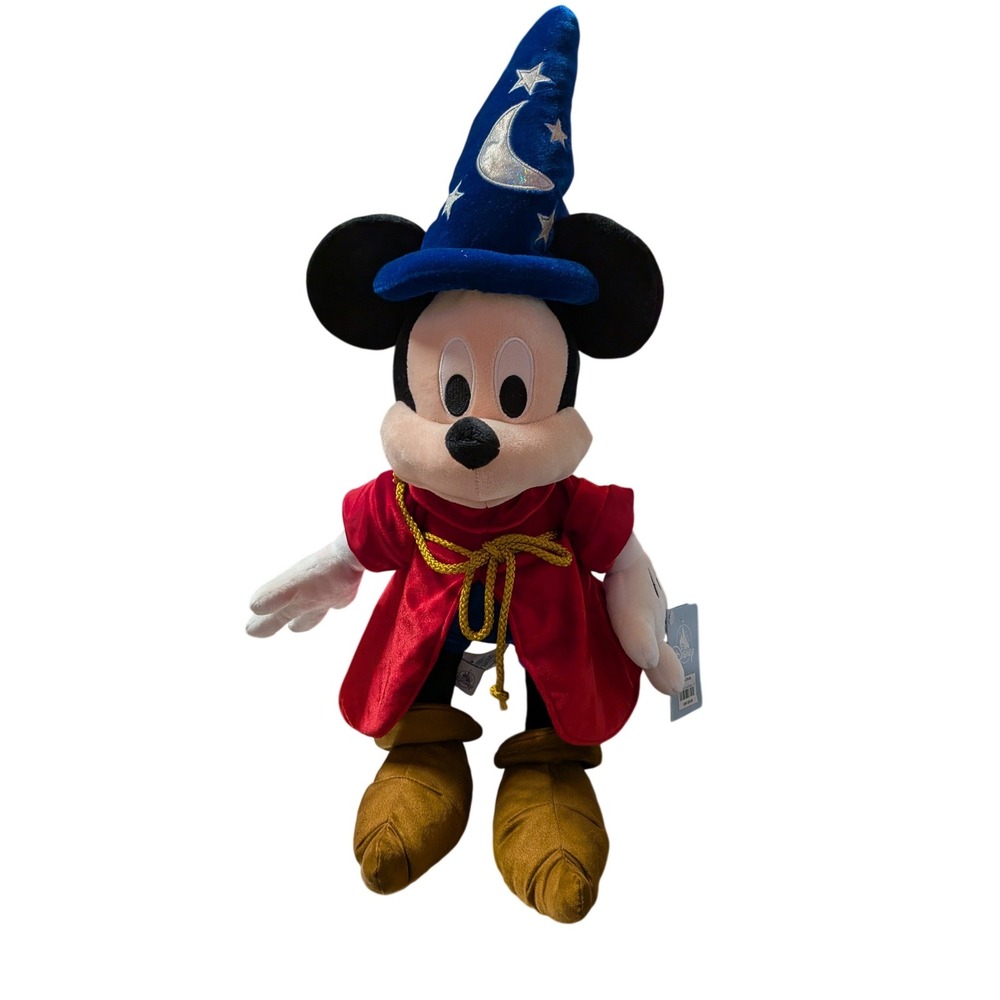 Disney Store Sorcerer Mickey Mouse Fantasia‎ Plush Wizard Hat Red Robe NWT